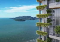 Vista das sacadas do edifício com plantas em direção ao mar — Blue Forest Residence